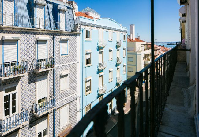 Vista da varanda do apartamento no centro da cidade 